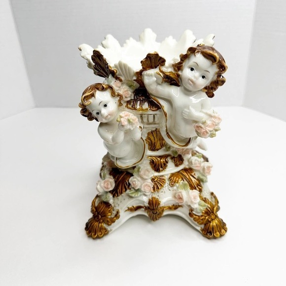 Collectible CHERUB Candle Holder Centerpiece Angel Renaissance victorian decor - Picture 1 of 10